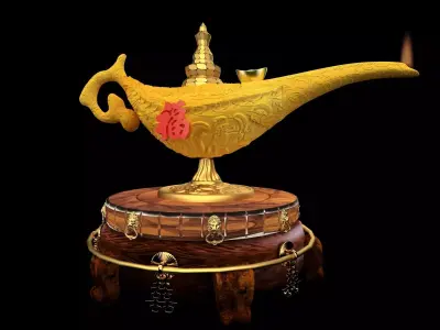 Chinese magic lamp with yuanbao 3D model