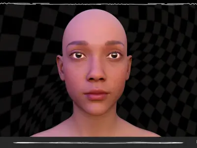 Realistic Character Female Asia Low-poly 3D model