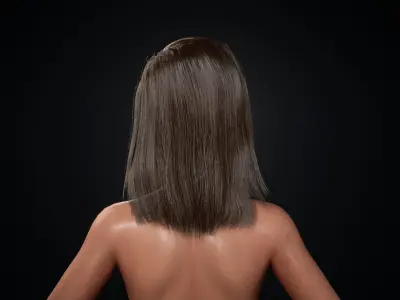 Realtime Mid Length Hairstyle - Game-Ready Low-poly 3D model