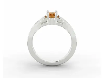 D-1621 orange sapphire and diamond engagement ring 3D print model