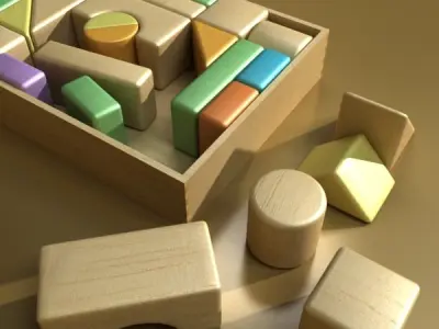 Wooden Toy Blocks 3D model