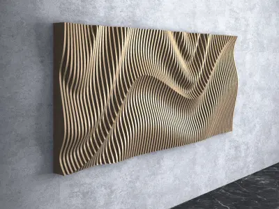 Parametric Wavy Wooden Wall Decor - 25 - CNC files for cutting 3D model