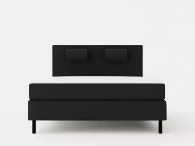 Happy Continental Bed 140x200cm Black Low-poly 3D model
