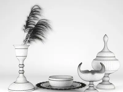 set1127 gold and turquoise plate 3D model