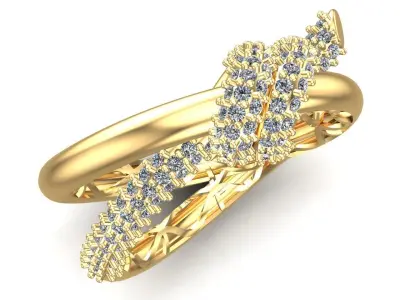 Gold Diamonds Knot Ring 3D print model