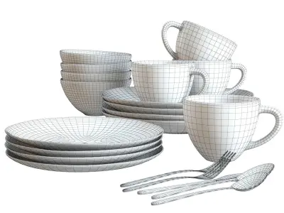 Dinnerware 01 - Crate and Barrel Addison Dinnerware Set 3D model
