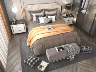 Modern Bedroom Scene 27 3D model