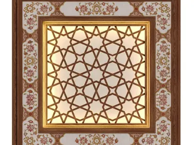 Arabic islamic ceilling wooden pattern set 577  3D model