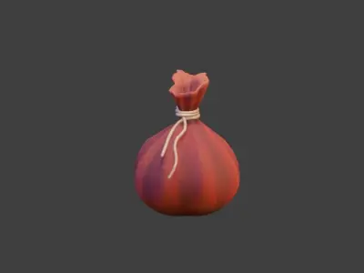 Lowpoly leather pouch with texture Low-poly 3D model