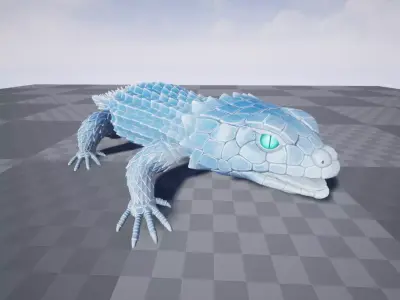Ice Armadillo lizard  Low-poly 3D model