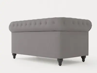 Chesterfield Luxury Velvet Sofa 2 Seater Low-poly 3D model