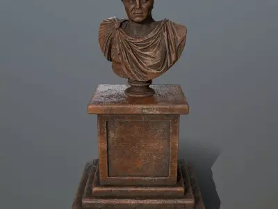 Pompee bust of roman emperor Low-poly 3D model