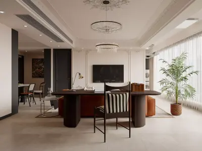 Luxury living room dining room interior scenes 24 3D model