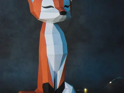 Fox papercraft DIY PDF pepakura origami template low poly 3D model