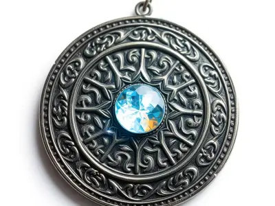 Intricate Silver Amulet model pack Low-poly 3D model