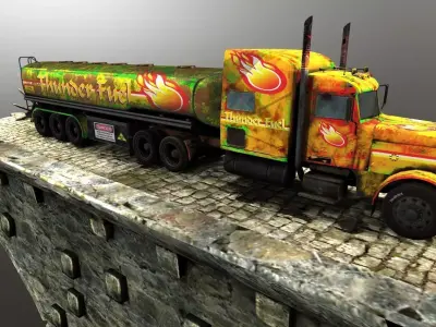 Fuel Truck Low-poly 3D model