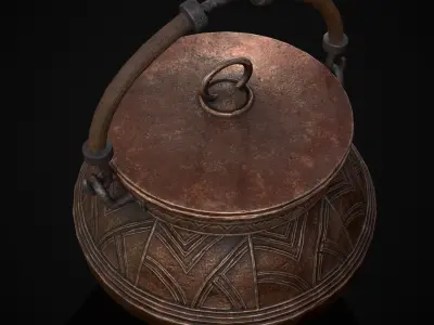 Bronze Cooking Pot Low-poly 3D model