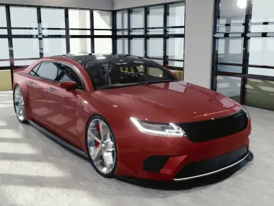 BLENDER EEVEE Brandless Mid Size 4 door sedan Low-poly 3D model purchase