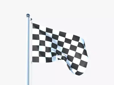 Animated Racing Flag Low-poly 3D model
