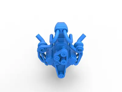 Twin turbo supercharged V8 Engine Version 4 Scale 1 to 25 3D print model
