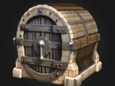 Large Medieval Bank Vault Low-poly 3D model