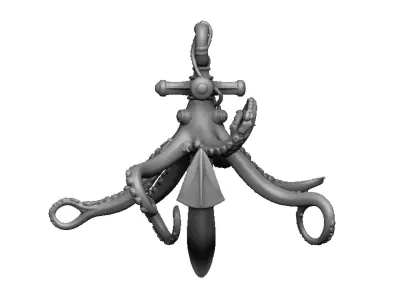 octopus and anchor pendant 3D print model