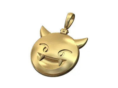 Evil emoji pendant with bail 3D print model