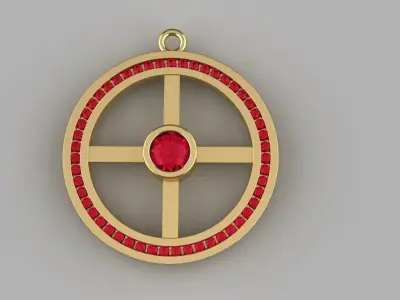 Round Diamond Pendant Gold Silver Platinum Luxury Jewelry 3D print model