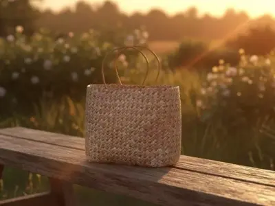 Realistic Woven Rattan Tote Bag 3D Model 3D model