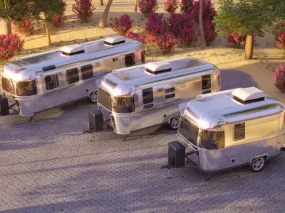 Airstream trailers pack - Realistic scene 3D model