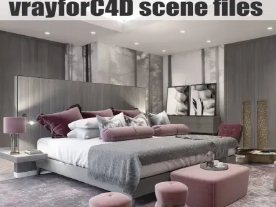 VRay - C4D Scene files - Master Bedroom Interior 3D model