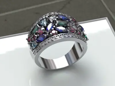 STONE TRACK RING  3D print model