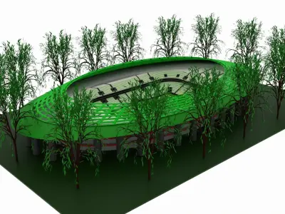 American football stadium Low-poly 3D model 11