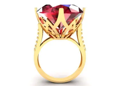 Luxury Crown Large Gemstone Ring for Women 3D Model 475 3D print model