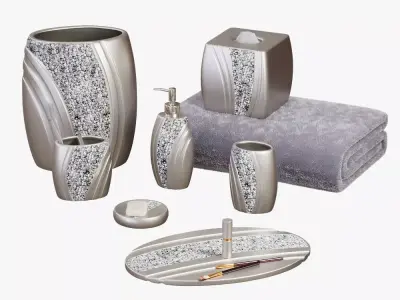 Brilliance Mosaic Silver Gray Bath Accessories 3D model