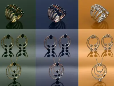 Set  Loops - Jewelry 3D - 9 Models 3D Model Pack