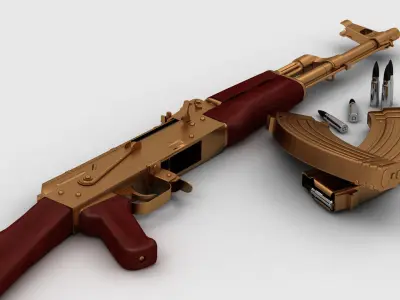 golden AK47 3D model