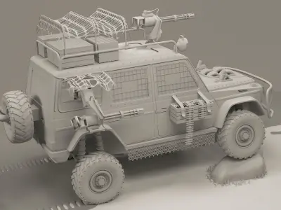 Military 4X4 Low-poly 3D model