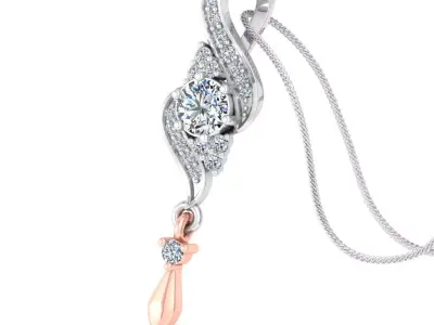 pendant diamond gold and rose gold 3D print model