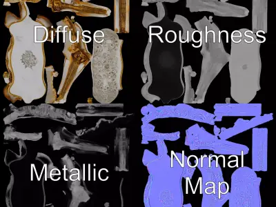 Elegant Baroque Console model pack Low-poly 3D model