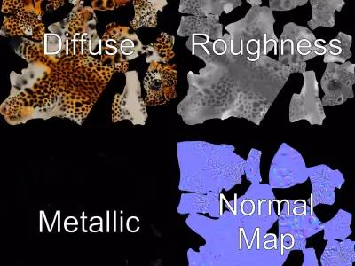 Spotted Leopard model pack Low-poly 3D model