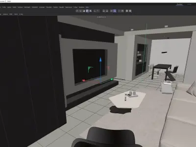 Minimalist City Apartment Living Lounge 3D model