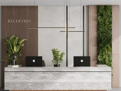 Reception desk  office furniture 08 Low-poly 3D model