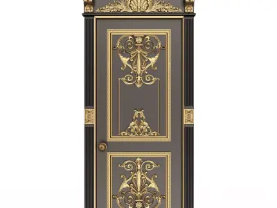 Carved Door Classic 0902 Black Low-poly 3D model