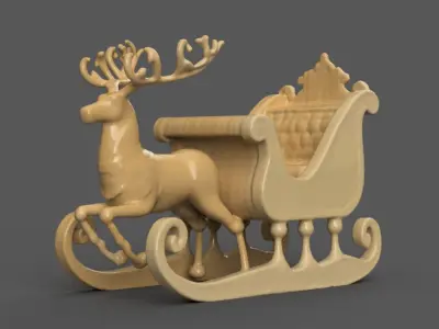 Santa Sleigh Christmas Decorations planter - vase - garden 10 3D print model