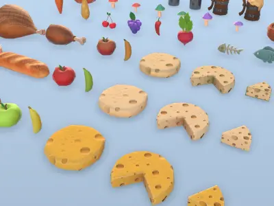 Stylized Medieval - Foods  Low-poly 3D model