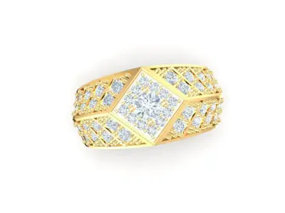 Bold Square Diamond Pave Ring for Men 607 3D print model