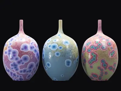 Vase-10 set of colorful vases Low-poly 3D model