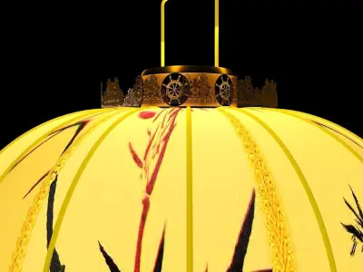 Chinese Red Lantern 3D model 7