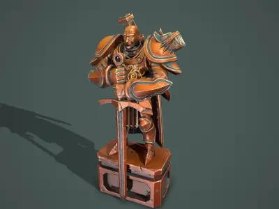Statue knight Low-poly 3D model